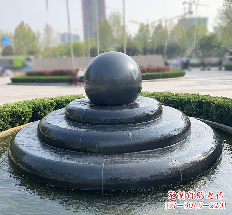 运城临沂石雕风水球喷泉,雕塑定制专属于您
