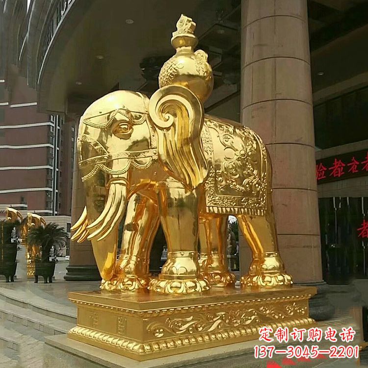 运城鎏金大门大象铜雕,招财辟邪吉祥动物雕塑