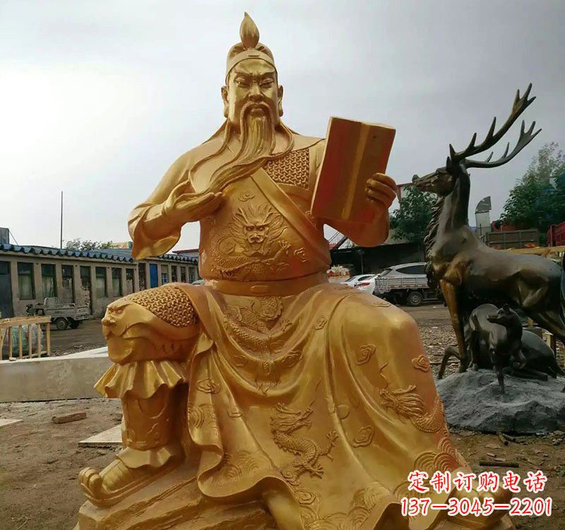 运城鎏金关公铜雕塑,历久弥新