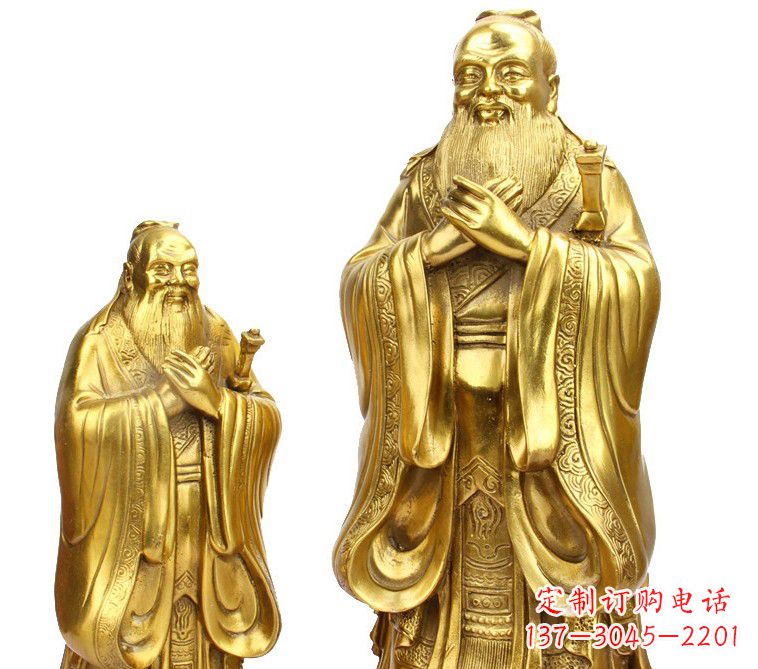 运城鎏金质感精美孔子铜雕像