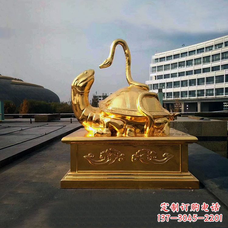 运城鎏金上古神兽玄武动物铜雕塑