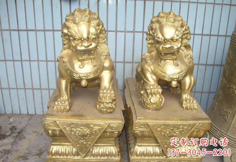 运城北京狮子雕塑,高雅典雅的手工鎏金铜制品