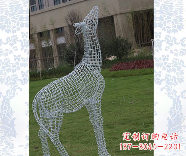运城外观精美的不锈钢长颈鹿雕塑