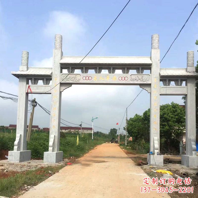 运城路口三间四柱无楼石牌坊雕塑制作
