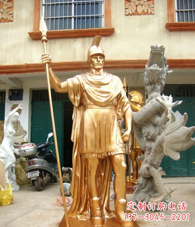 运城罗马勇士玻璃钢仿铜马雕塑