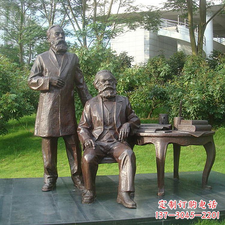 运城恩格斯铜雕塑,现代城市情景细节体现