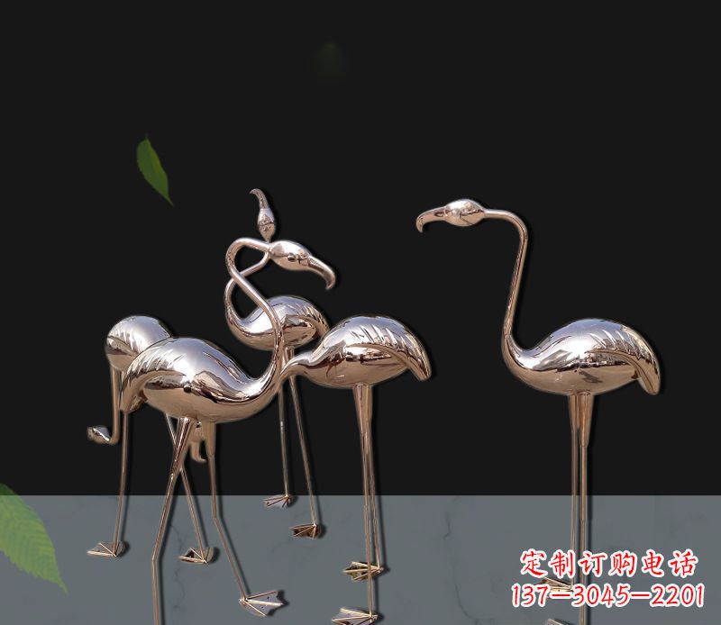 运城玫瑰金不锈钢火烈鸟雕塑,艺术品的魅力
