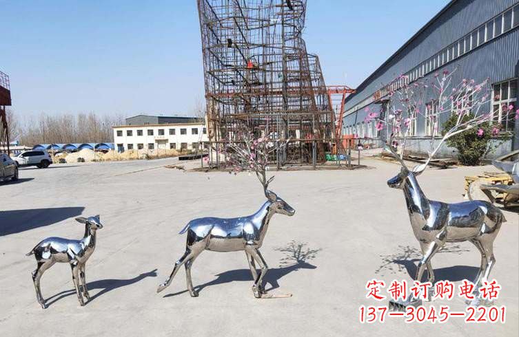 运城梅花鹿不锈钢雕塑,惊艳于众