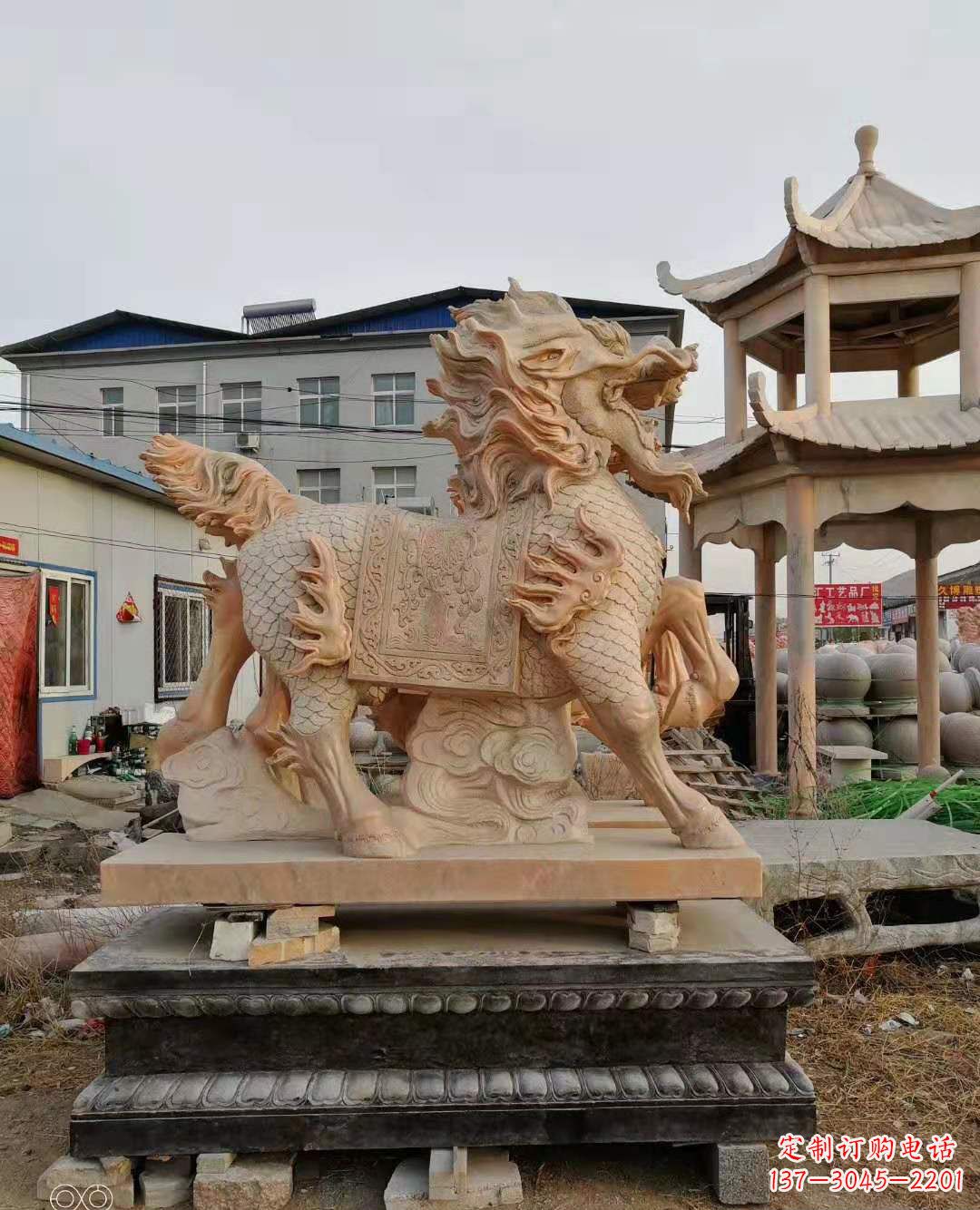 运城麒麟石雕,中领雕塑独特定制