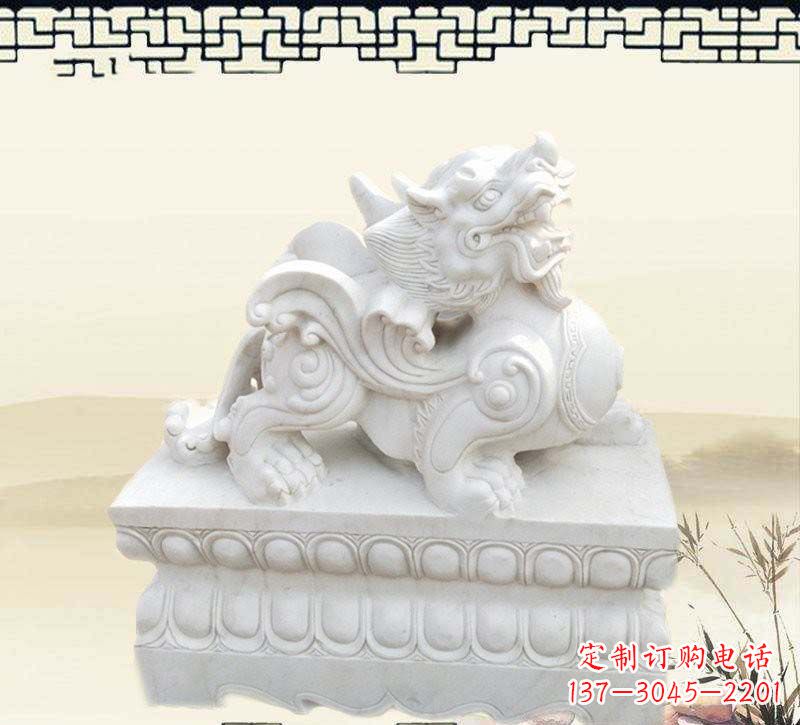 运城精美貔貅石雕雕塑,烘托家门口的神秘感