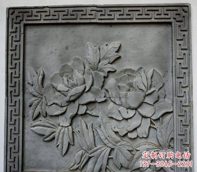 运城牡丹青石浮雕雕塑-精美的永久装饰