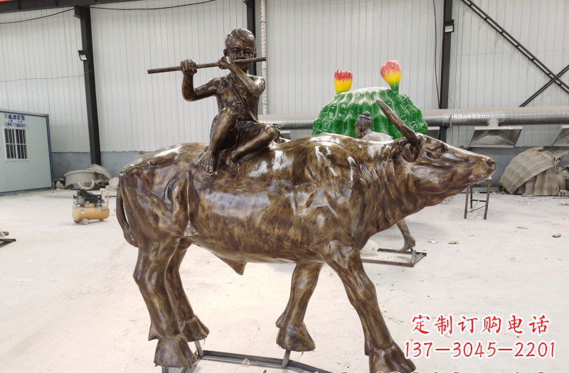 运城五大牧童骑牛铜雕塑