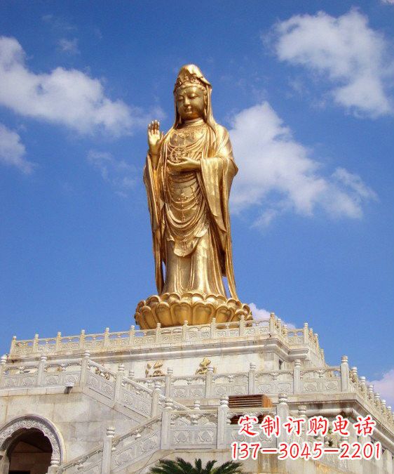 运城精致观音塑天然南海玉雕