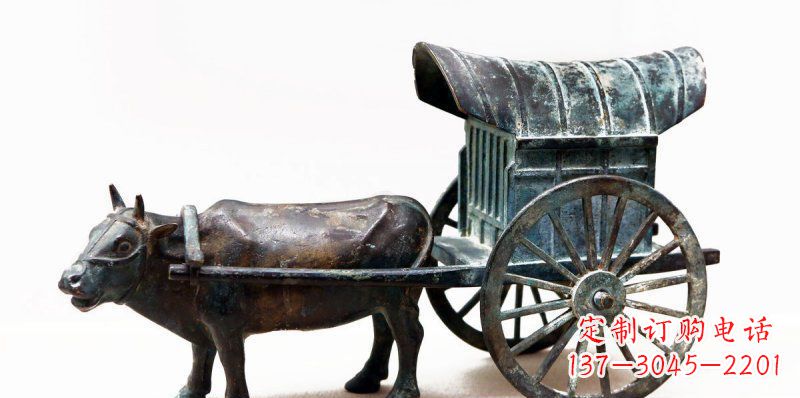 运城定制牛车景观铜雕塑