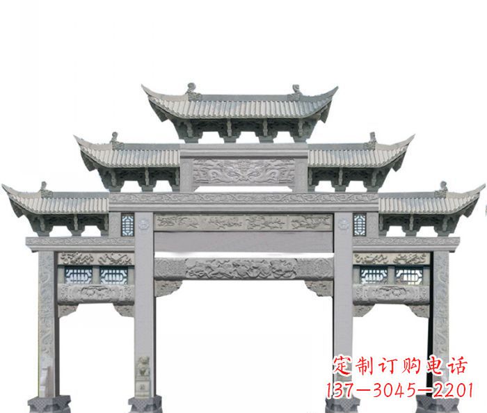 运城中领雕塑定制式牌坊石雕