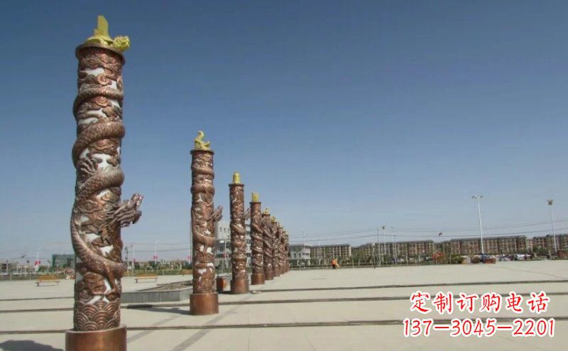 运城中领雕塑|专业定制盘龙柱广场柱子铜雕