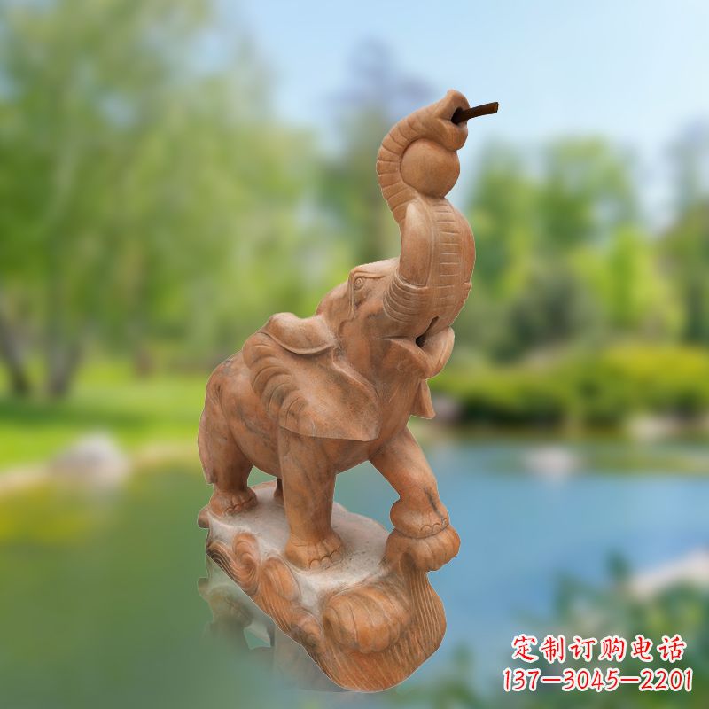 运城小象雕塑,释放晚霞红石美感