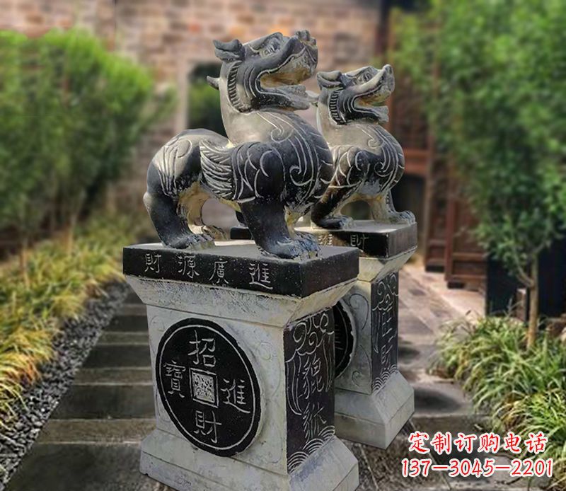 运城貔貅石雕小区看门雕塑