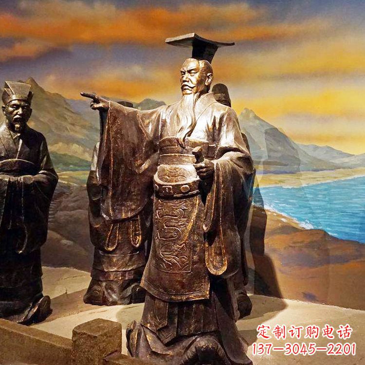 运城中领雕塑-精美秦始皇大型铜雕像
