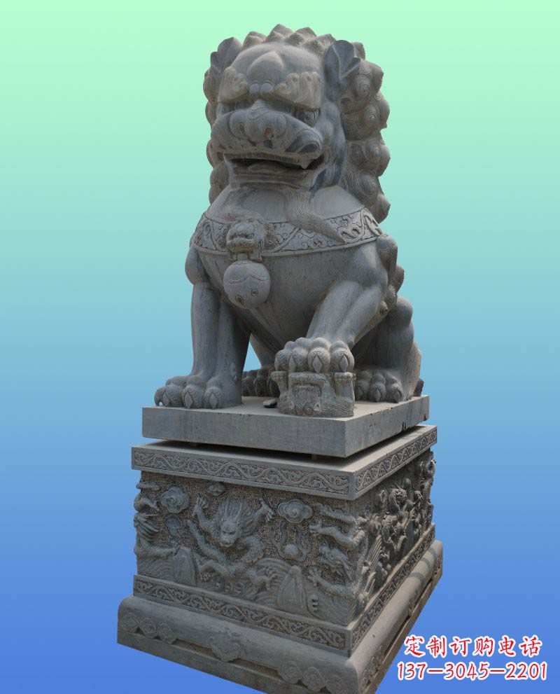 运城传统工艺与现代美感完美结合的青石狮子雕塑