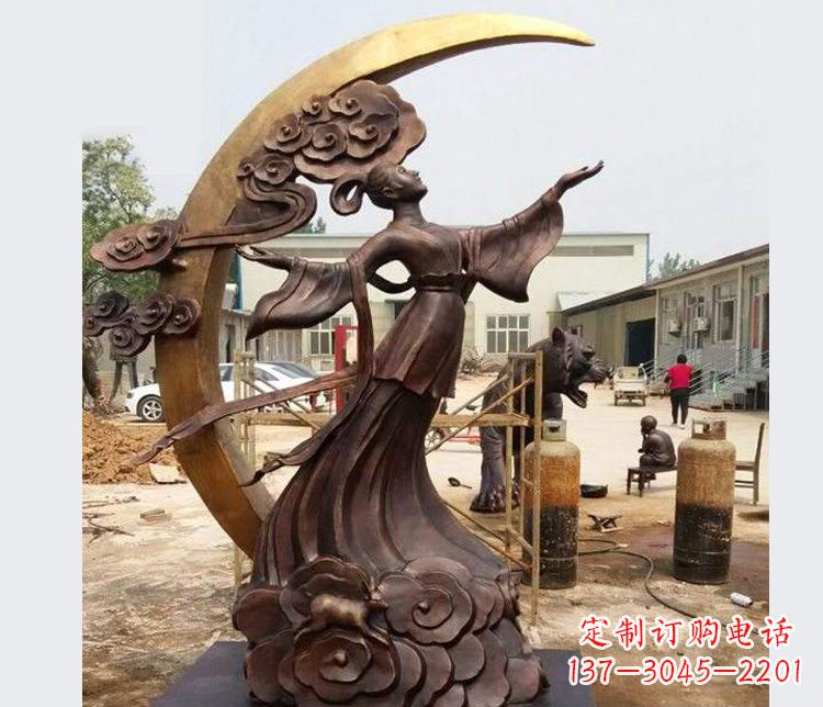 运城中领雕塑:精美嫦娥月亮铜雕