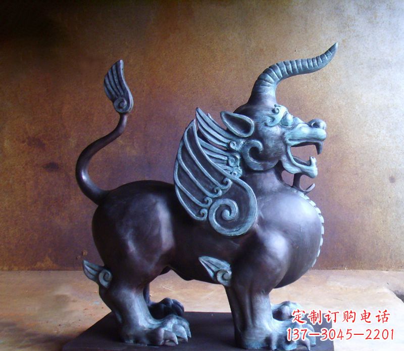 运城传承中国神兽文化的独角兽铜雕塑