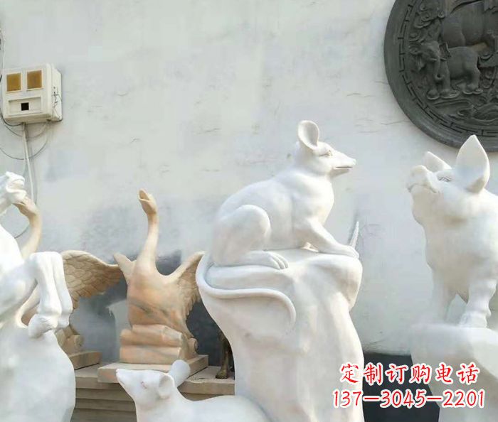 运城独具个性的汉白玉老鼠石雕