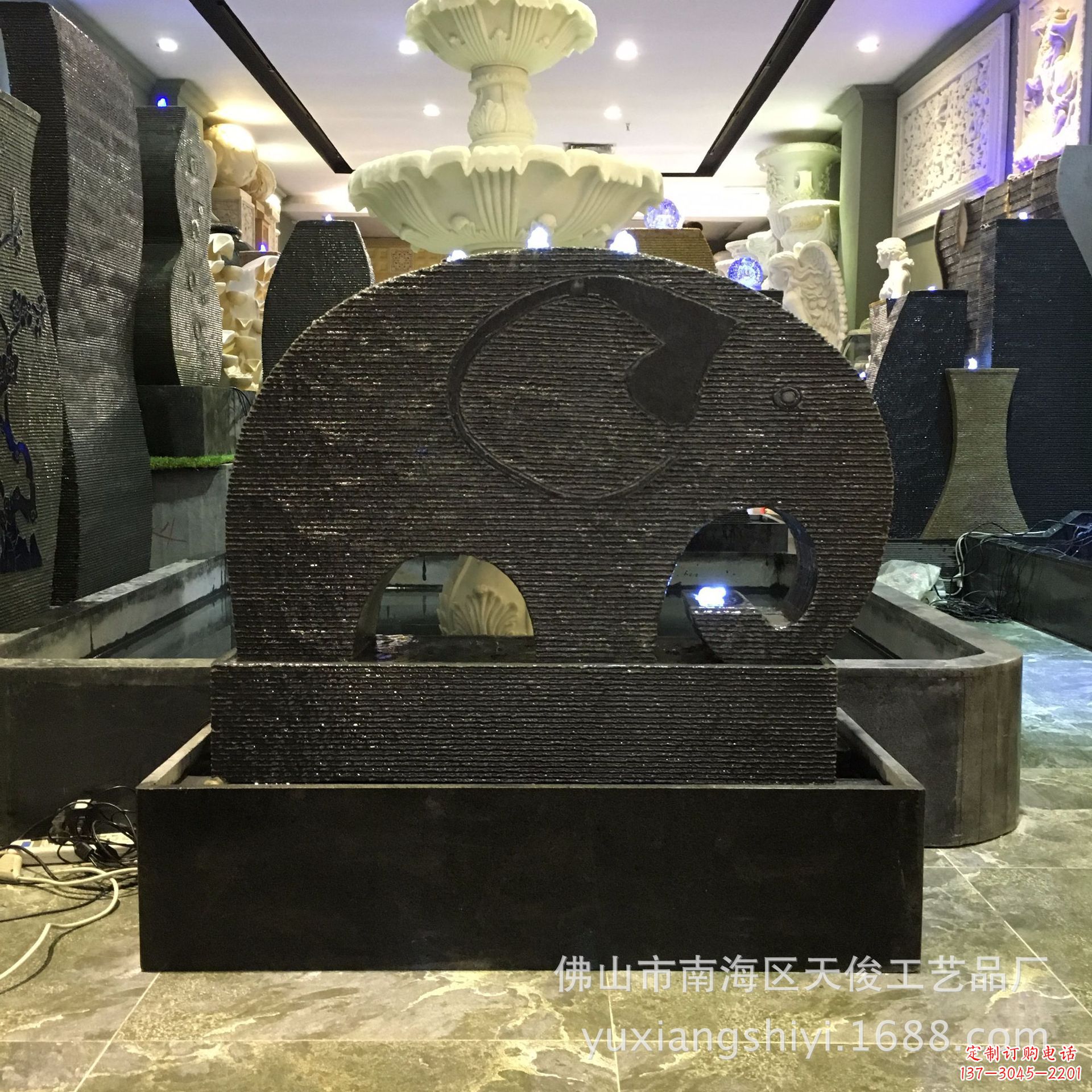 运城石雕半壁喷泉雕塑,传承古典艺术优雅