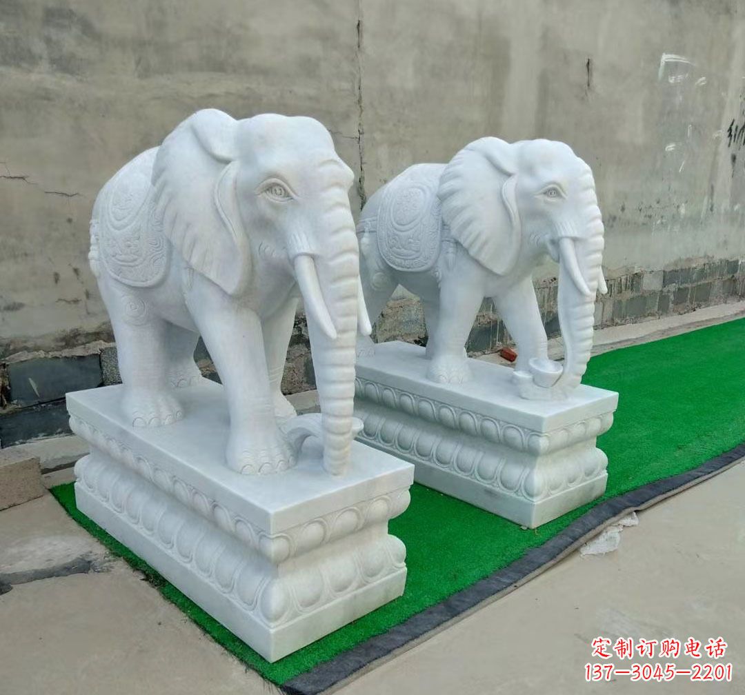 运城中领雕塑:精美大象汉白玉雕塑