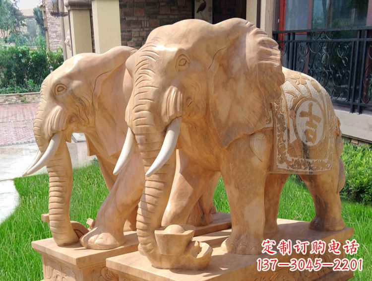 运城石雕大象风水的精美雕塑