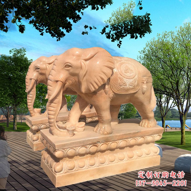 运城多色大象塑像,艺术雕刻体现彩色生活