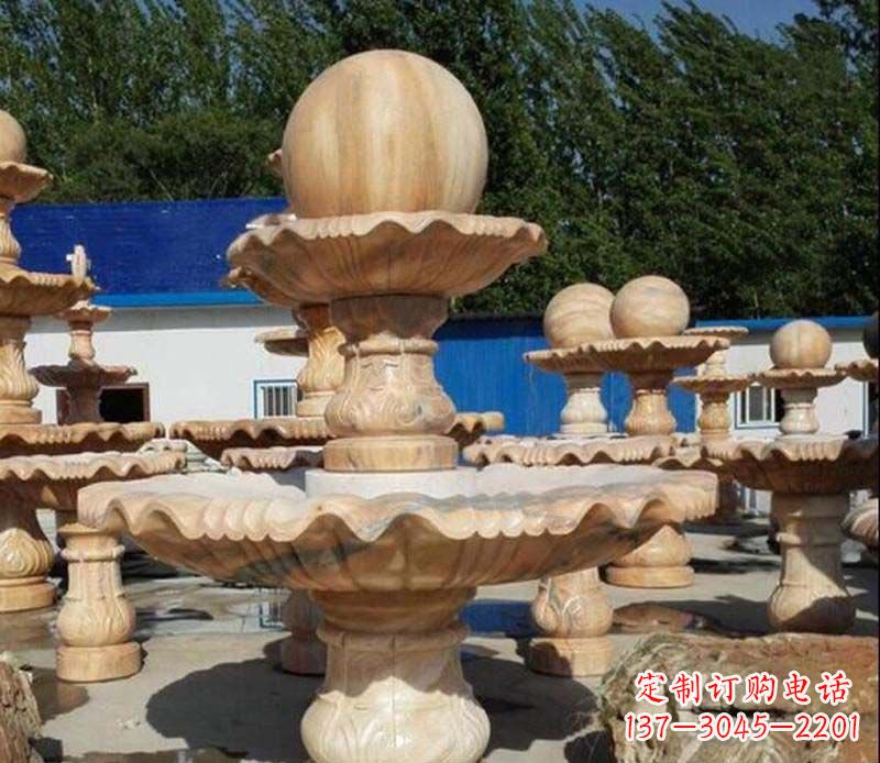 运城中领雕塑:英伦风格的玉石风水球雕塑