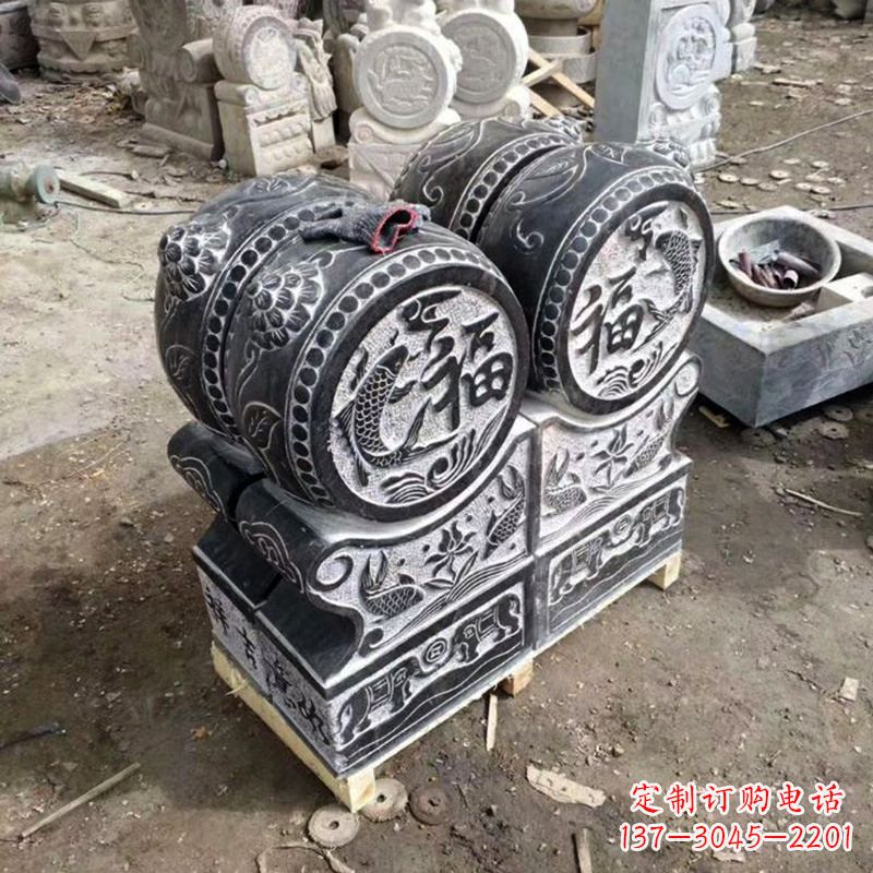 运城中领雕塑-石雕门墩貔貅抱鼓