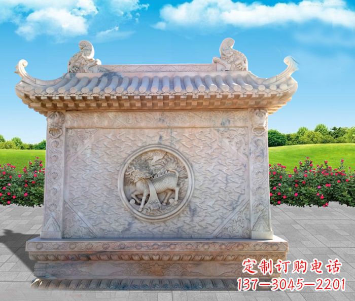 运城石浮雕麒麟庭院影壁