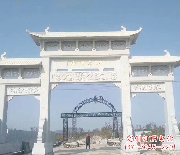 运城石牌坊三门牌坊石雕 (4)