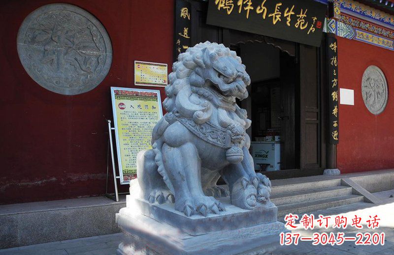运城石狮子寺庙门口石雕