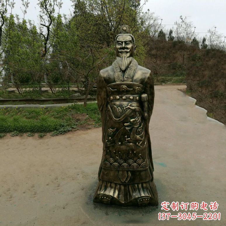 运城始皇嬴政玻璃钢仿铜雕塑