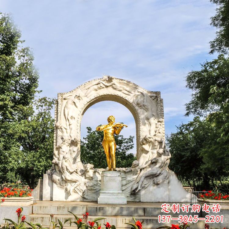 运城世界名人古典主义作曲家莫扎特公园铜雕像