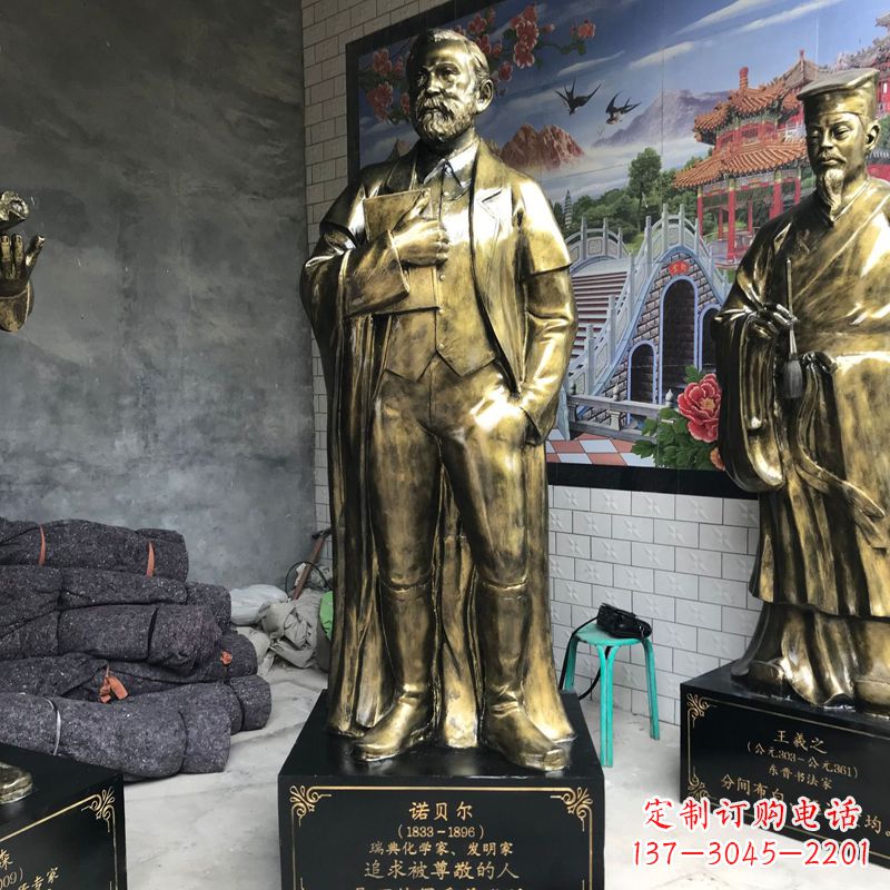 运城世界名人瑞典著名化学家诺贝尔仿铜雕像