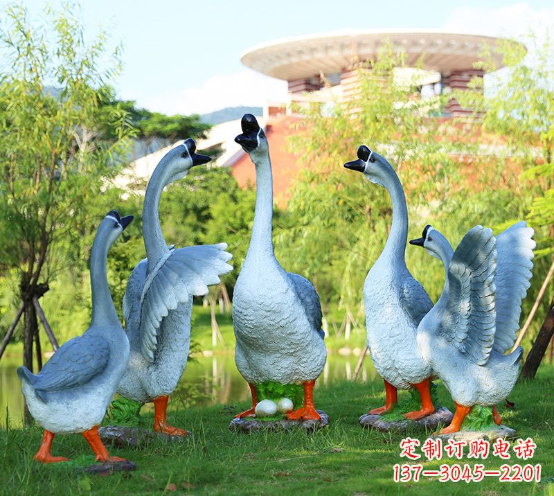 运城树脂工艺品玻璃钢雕塑商场美陈户外园林景观装饰品仿真动物鹅摆件