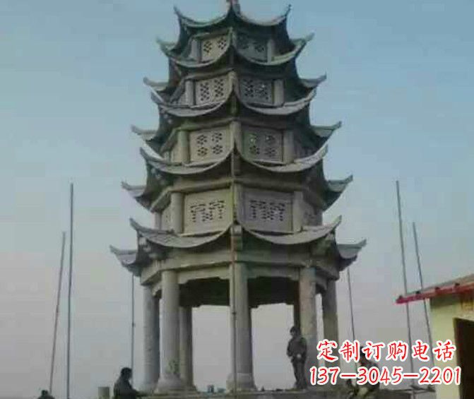 运城双层大理石凉亭石雕 (2)