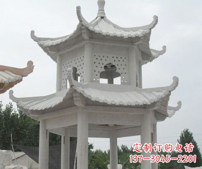 运城双层大理石凉亭石雕