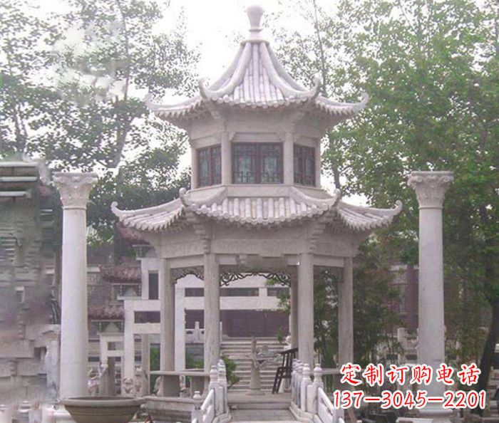 运城双层仿古凉亭石雕 (3)