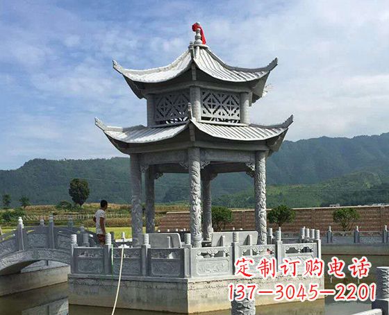 运城双层仿古凉亭石雕_1