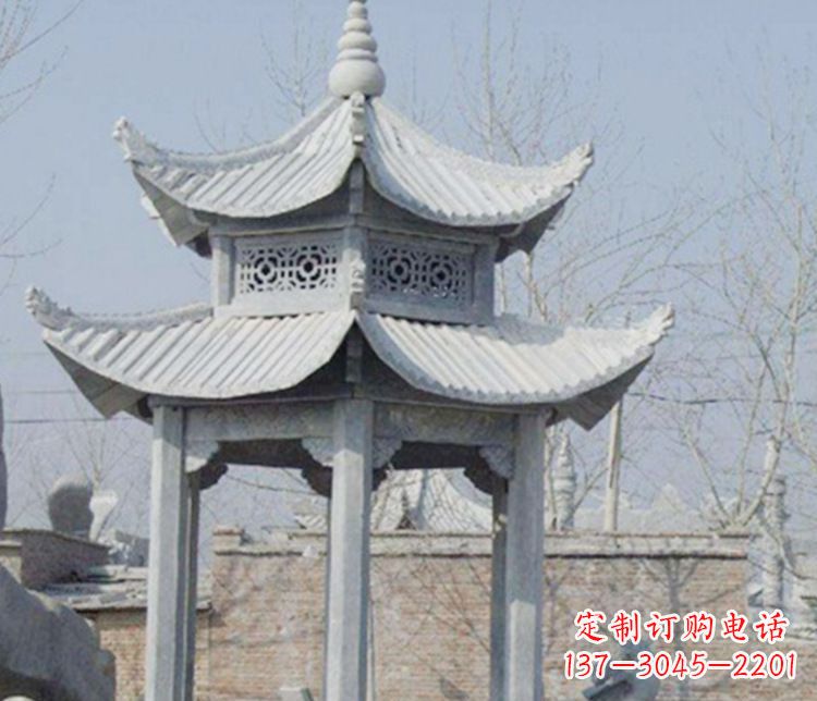 运城双层仿古六角凉亭石雕