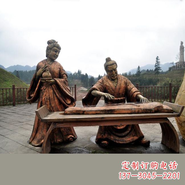 运城司马相如与卓文君铜雕塑像-城市广场历史名人情景雕塑