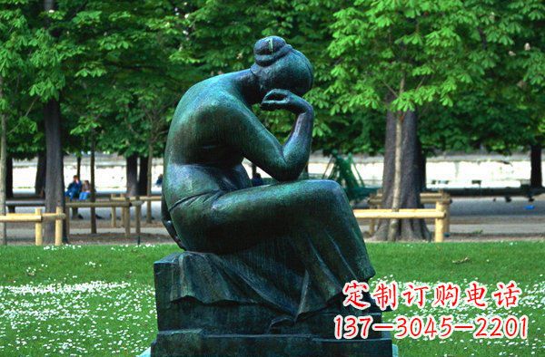 运城思考的女人青铜人物铜雕