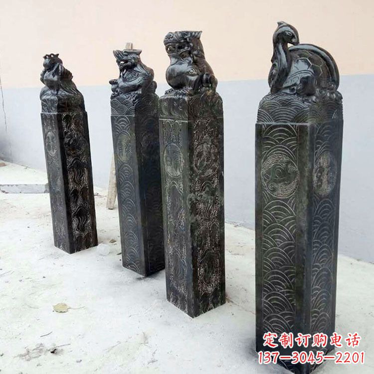 运城四方神兽青石仿古栓马柱