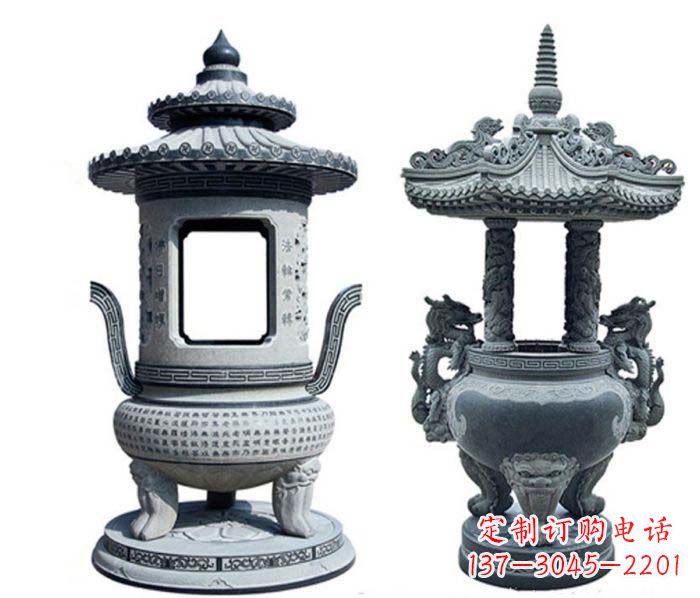 运城寺庙景观仿古香炉石雕