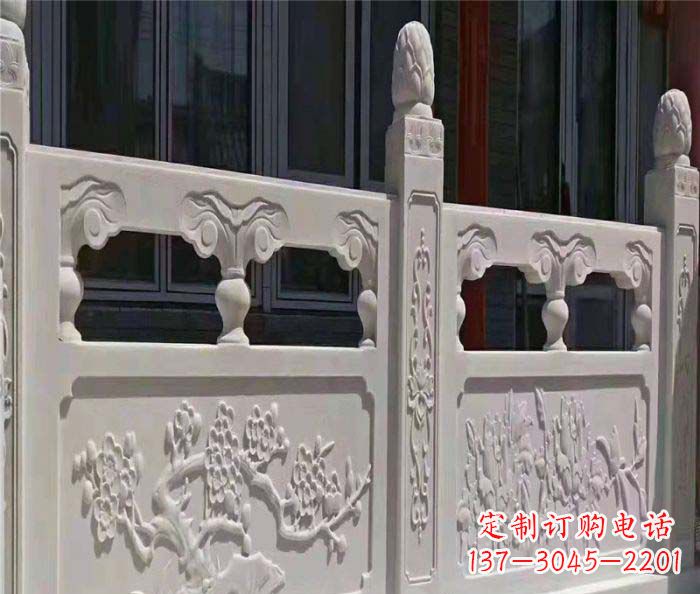 运城寺庙景观汉白玉石浮雕栏板 (2)